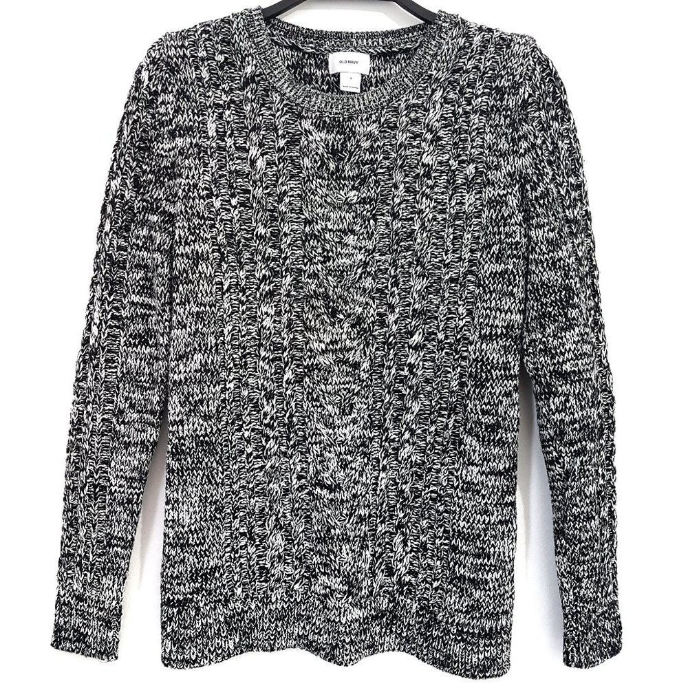 Old Navy Black/White Knit Sweater Top - Size S